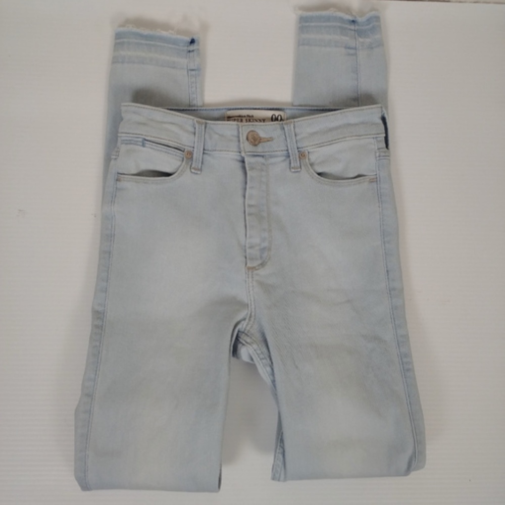 Abercrombie High Rise Super Skinny Raw Hem Jeans